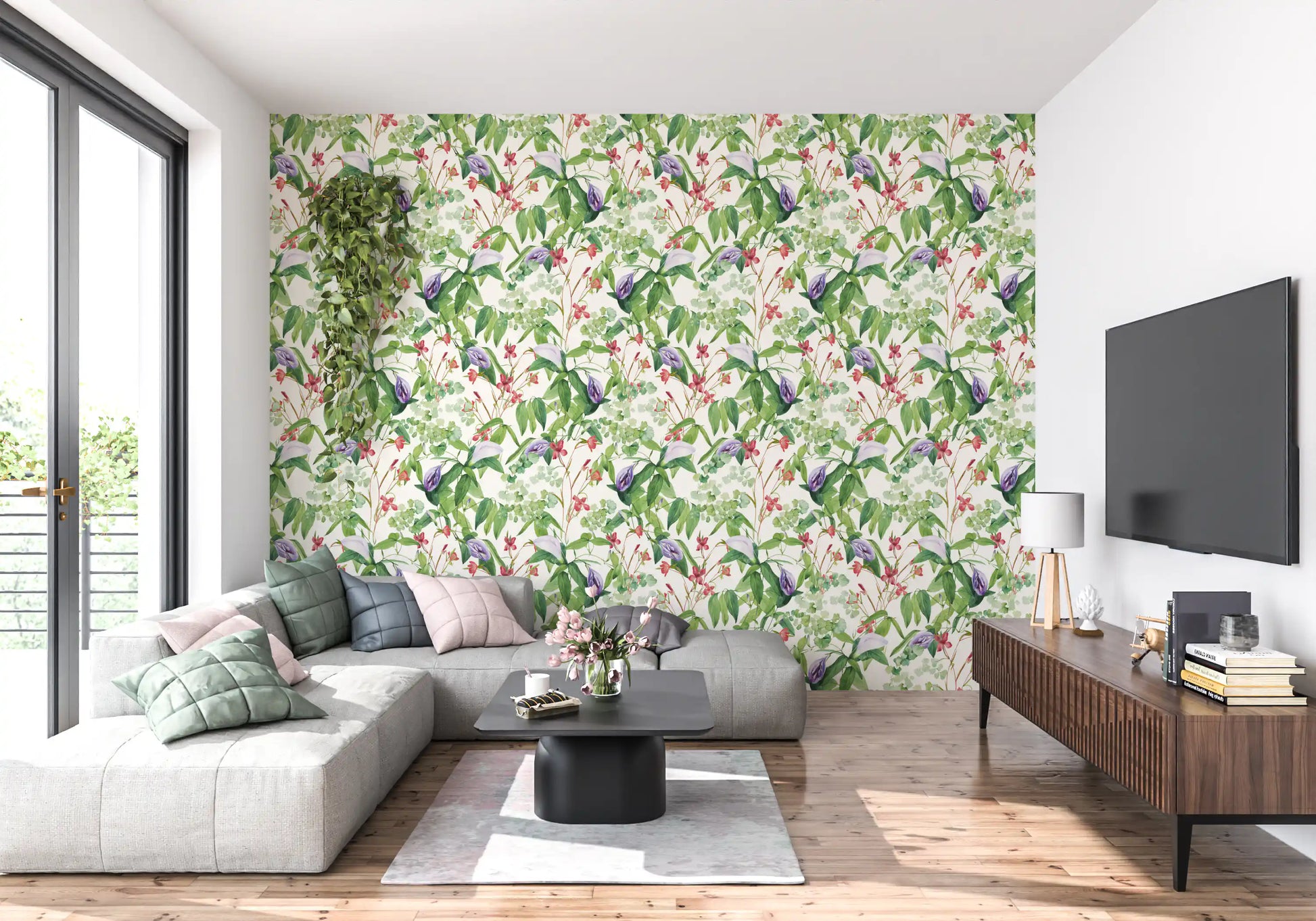 Botanical Fern and Petal Wallpaper⁠