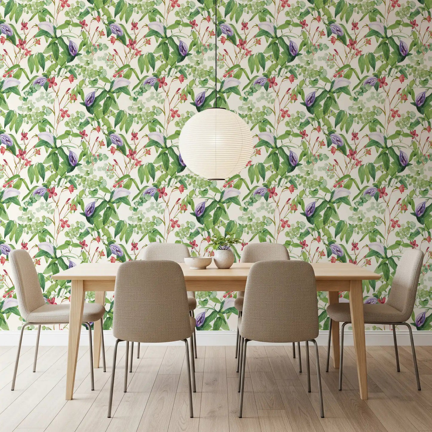 Botanical Fern and Petal Wallpaper⁠