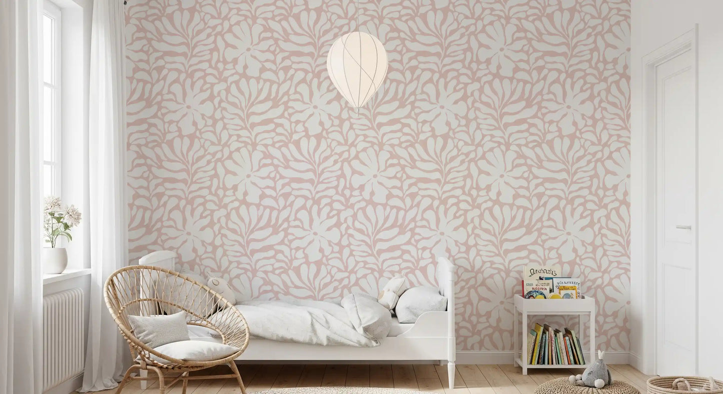 Soft Blush Organic Foliage Wallpaper⁠
