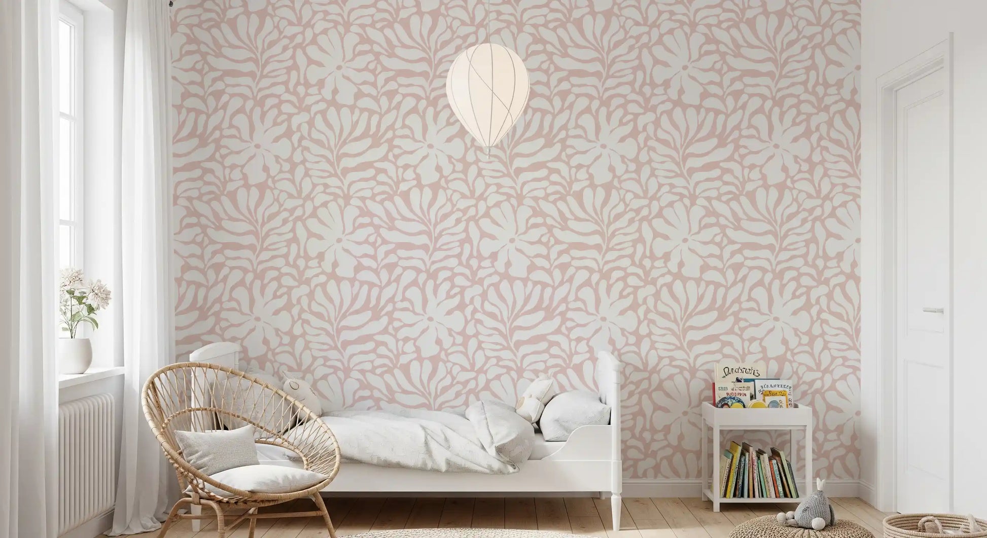 Soft Blush Organic Foliage Wallpaper⁠