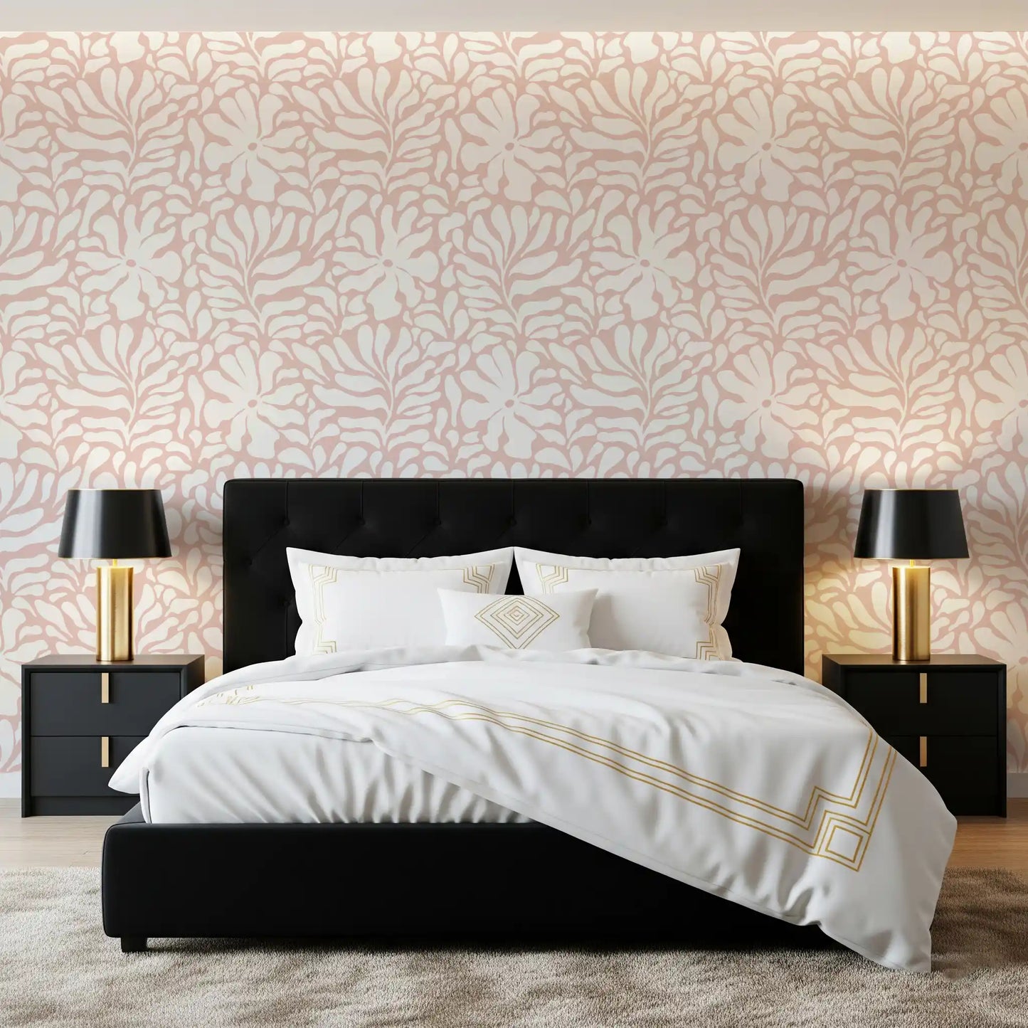 Soft Blush Organic Foliage Wallpaper⁠
