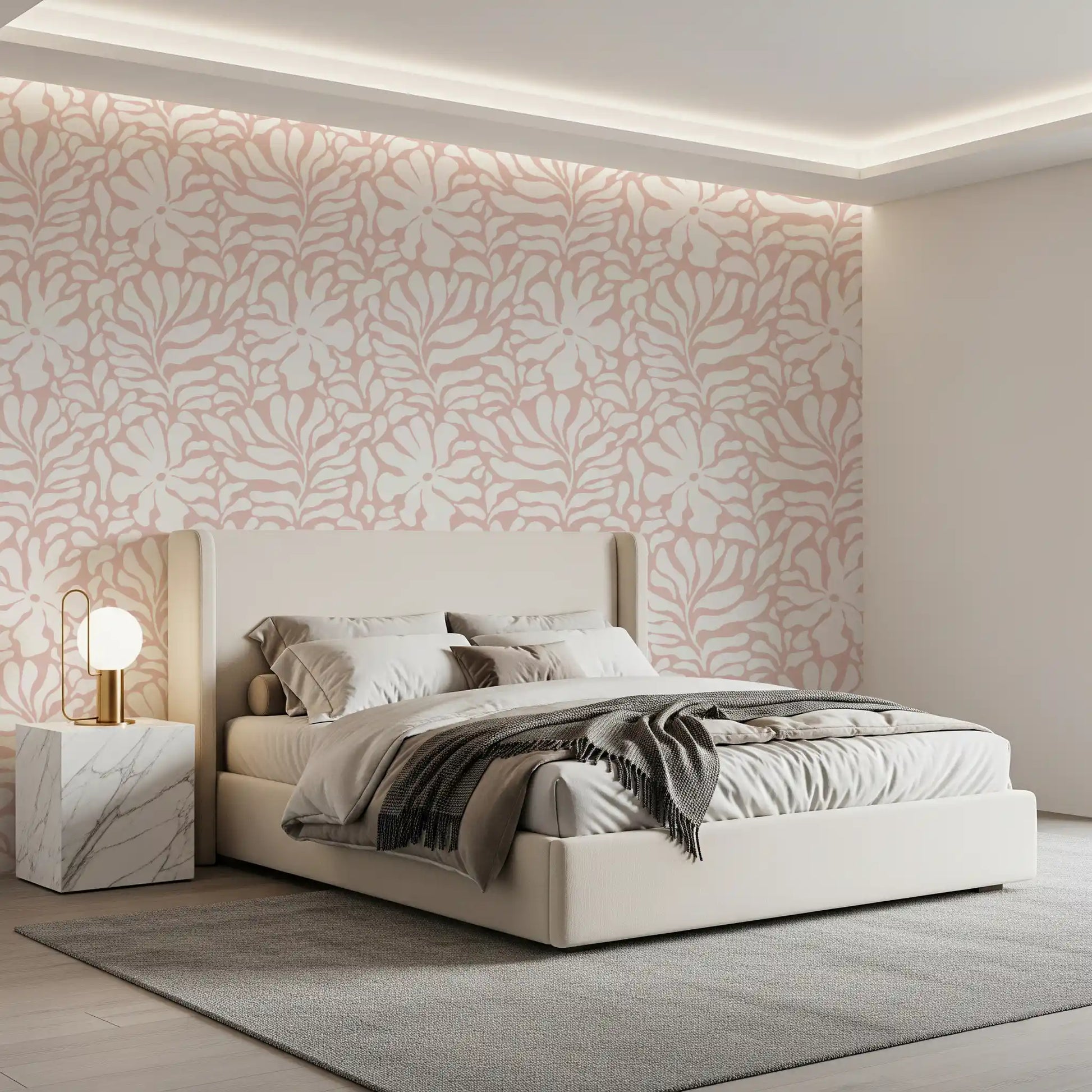 Soft Blush Organic Foliage Wallpaper⁠