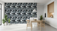 Monochrome Tropical Palm Fronds Wallpaper⁠
