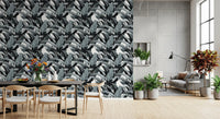 Monochrome Tropical Palm Fronds Wallpaper⁠