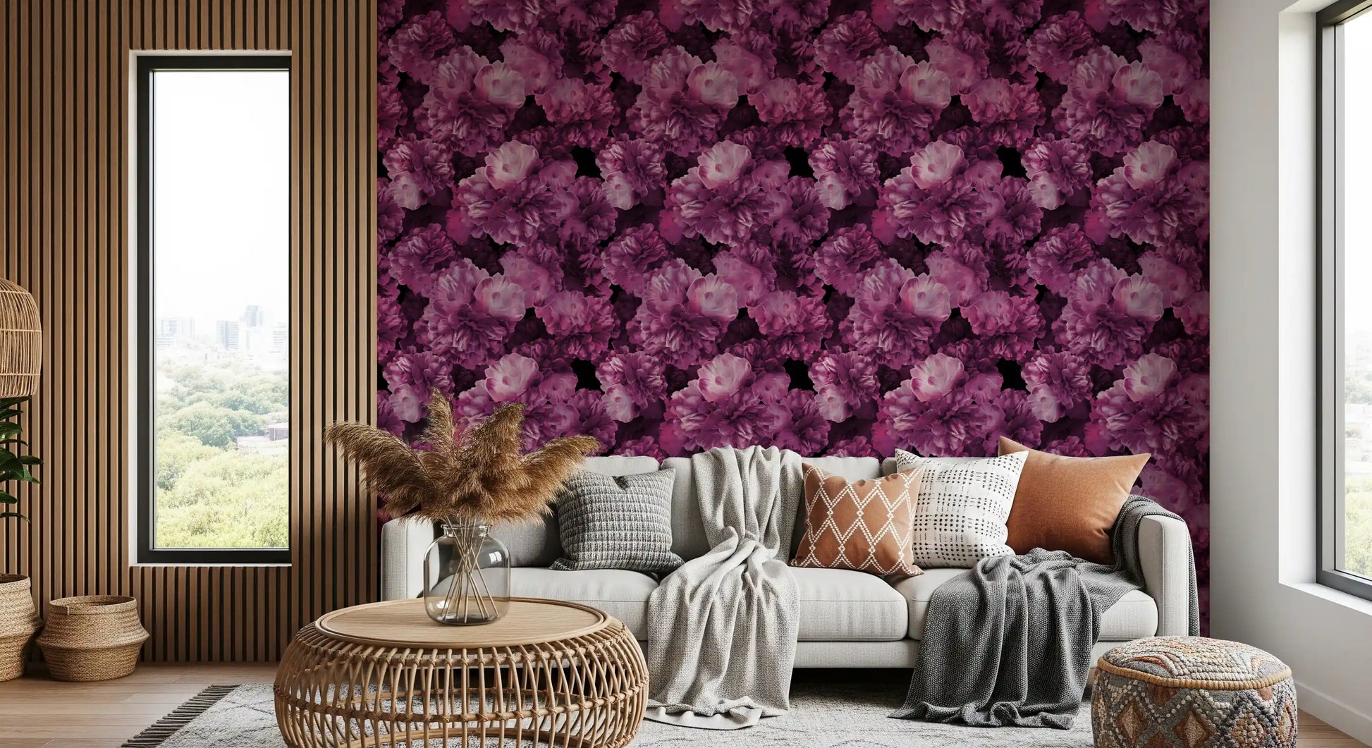 Velvet Petal Botanical Dark Wallpaper⁠