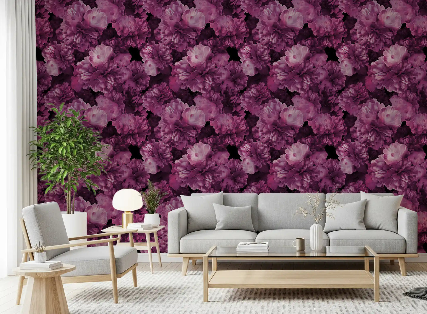 Velvet Petal Botanical Dark Wallpaper⁠