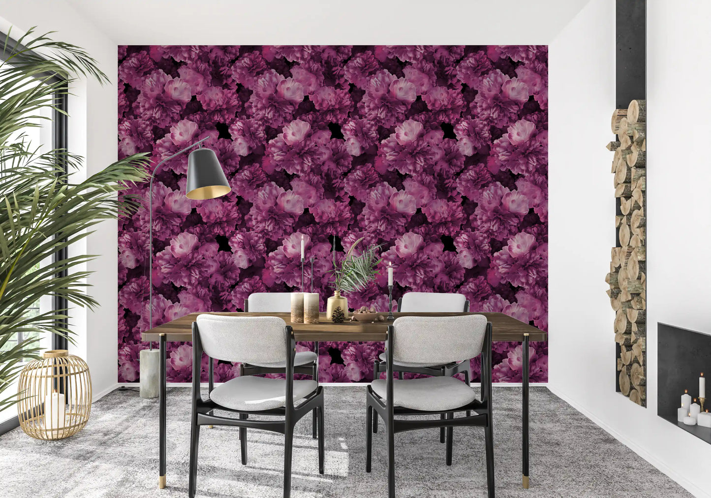 Velvet Petal Botanical Dark Wallpaper⁠