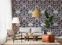 Midnight Flora Damask Wallpaper⁠