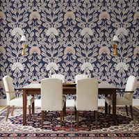 Midnight Flora Damask Wallpaper⁠
