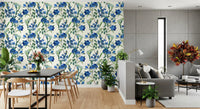 Vintage Indigo Wildflower Garden Pattern Wallpaper⁠
