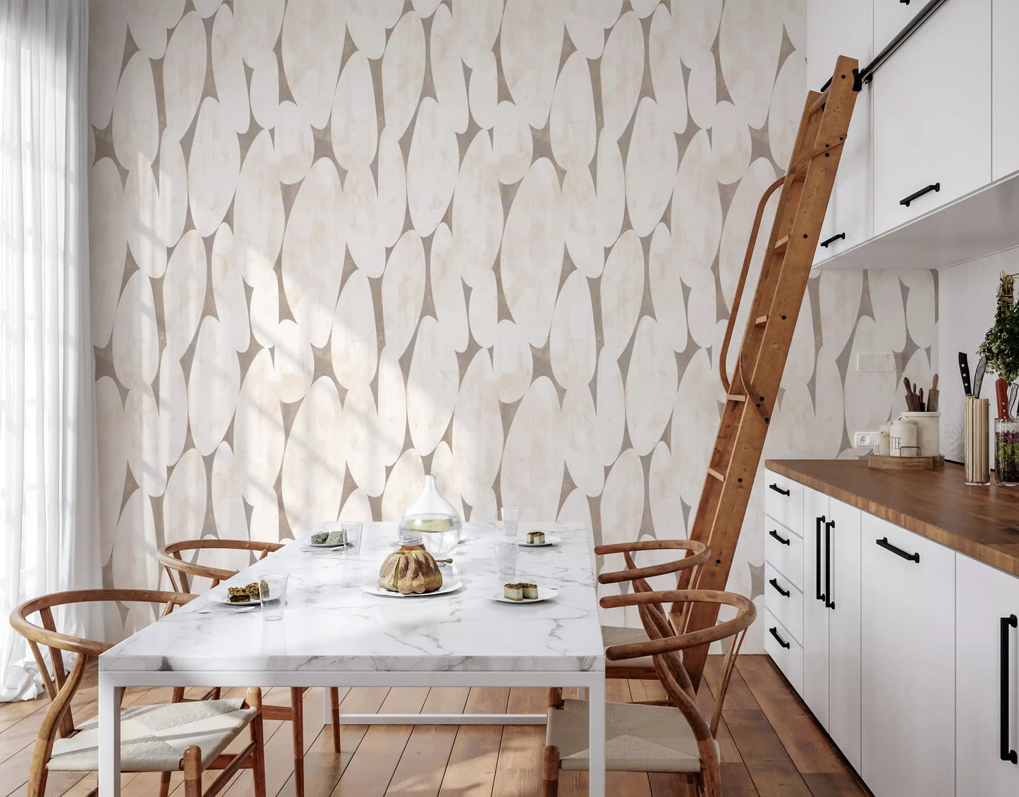 Abstract Cream and Taupe Geometric Shapes Wallpaper⁠