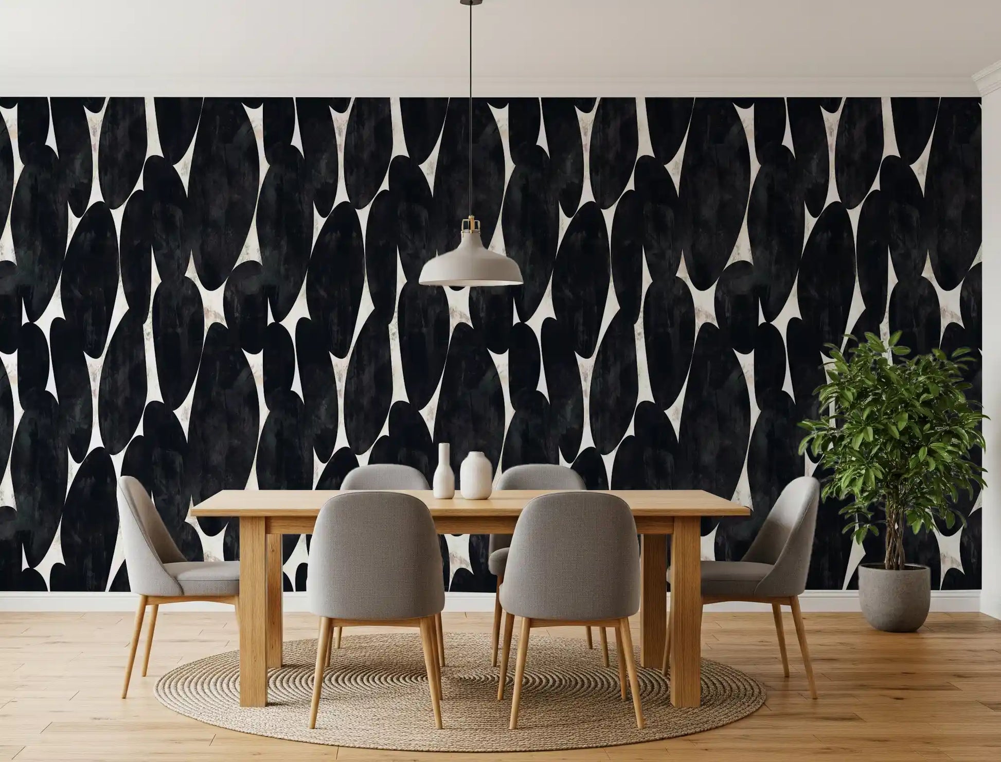 Dark Charcoal Sculptural Forms Wallpaper⁠