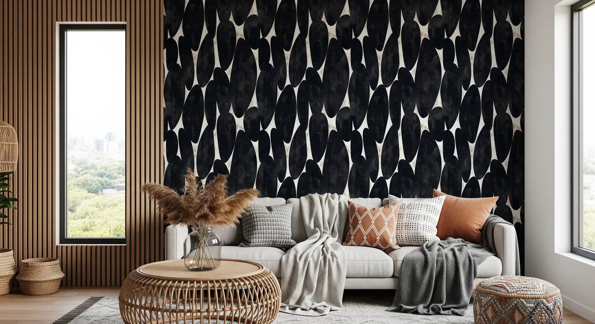 Dark Charcoal Sculptural Forms Wallpaper⁠