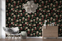 Midnight Garden Botanical Bloom Wallpaper⁠