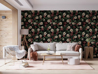 Midnight Garden Botanical Bloom Wallpaper⁠