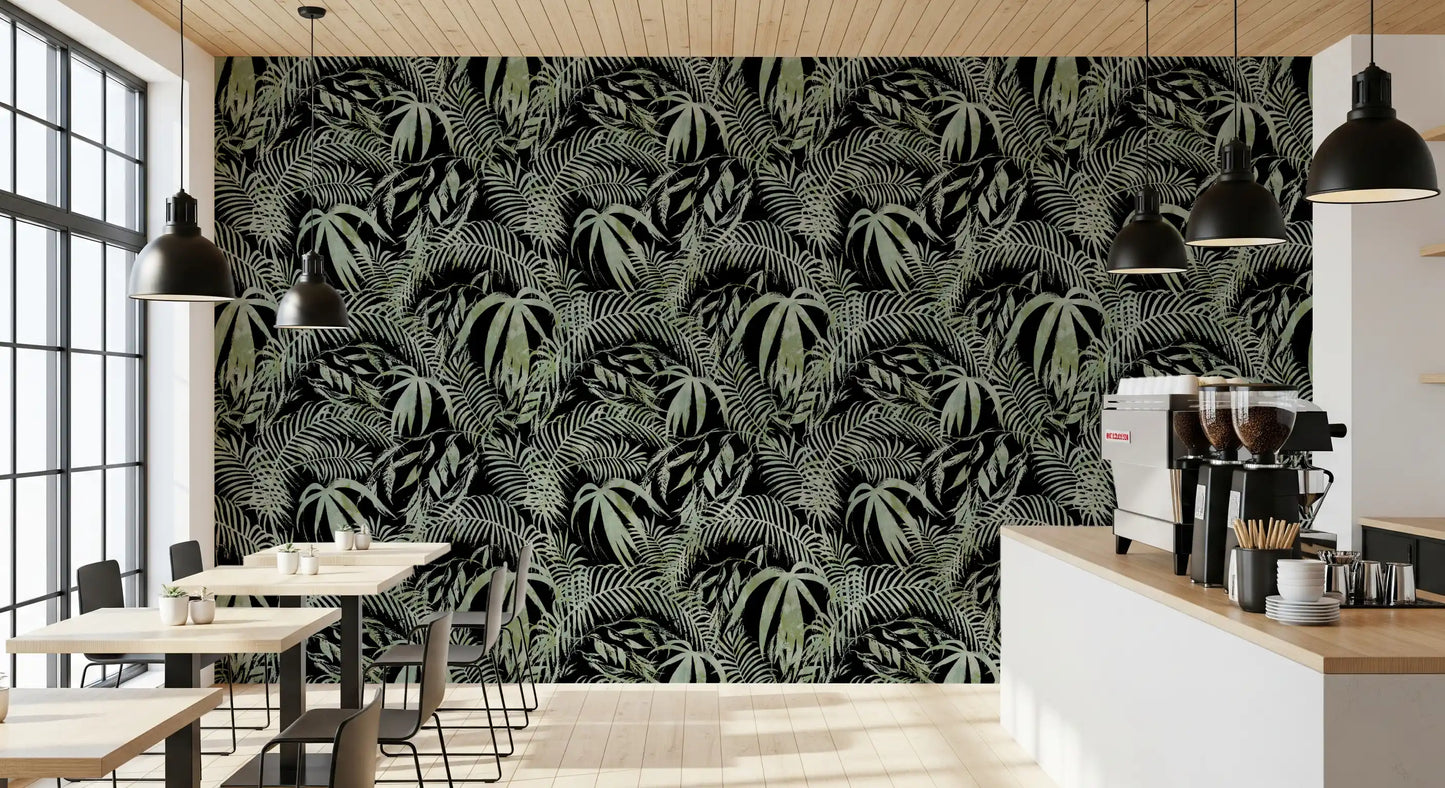 Verdant Jungle Brushstroke Art Wallpaper⁠