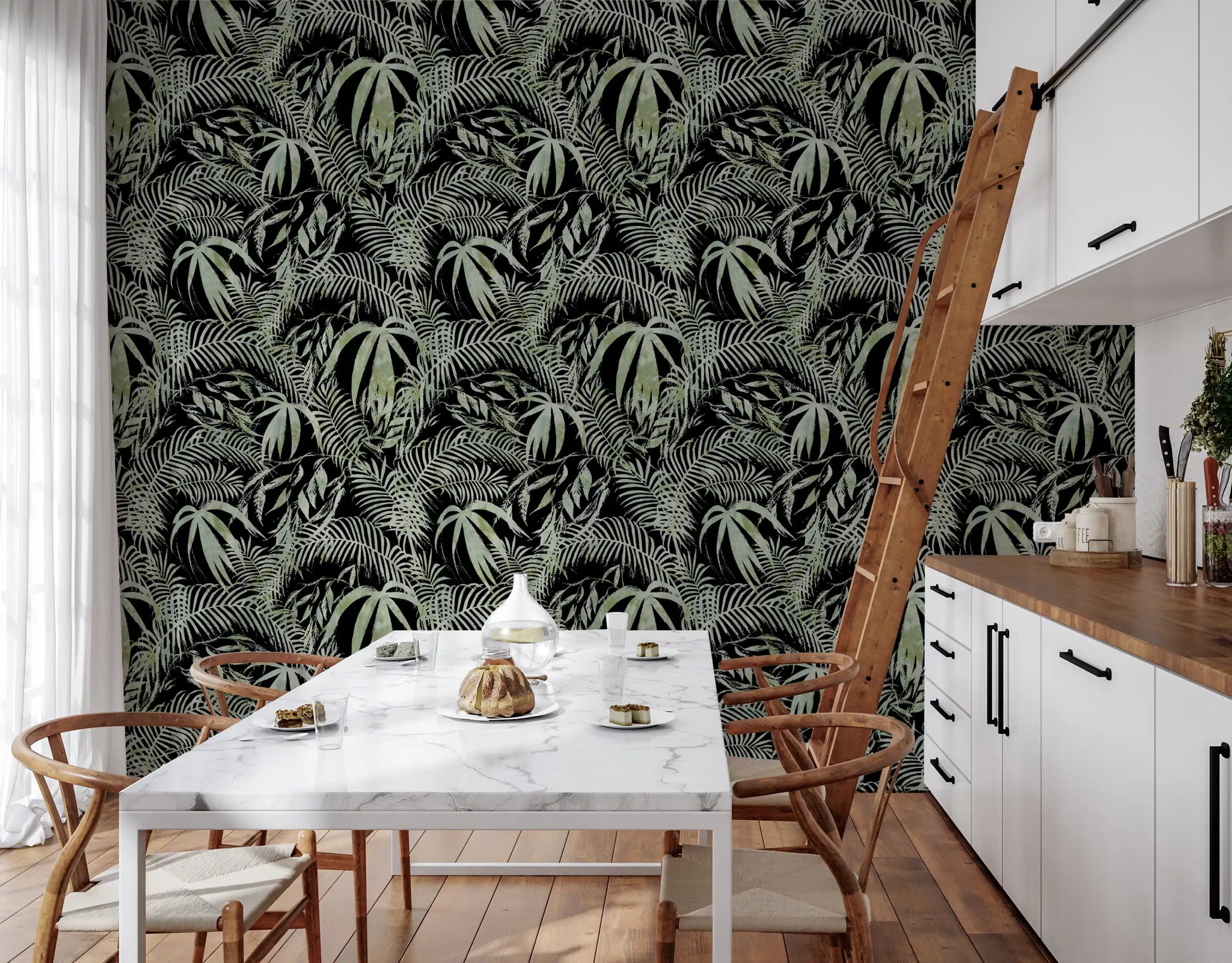 Verdant Jungle Brushstroke Art Wallpaper⁠