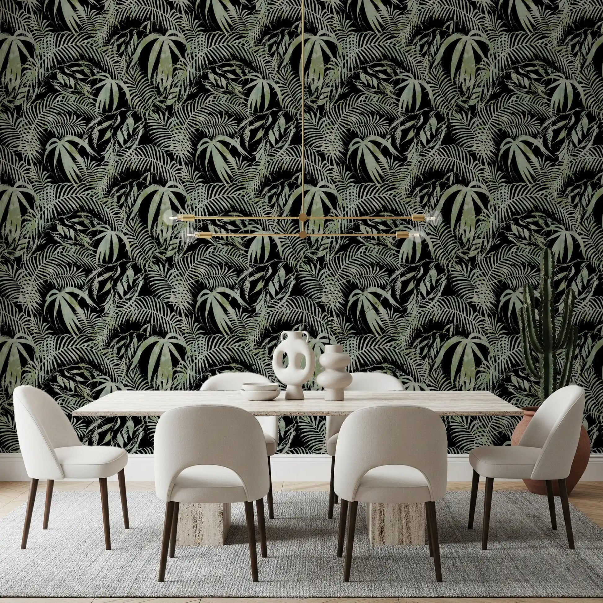 Verdant Jungle Brushstroke Art Wallpaper⁠