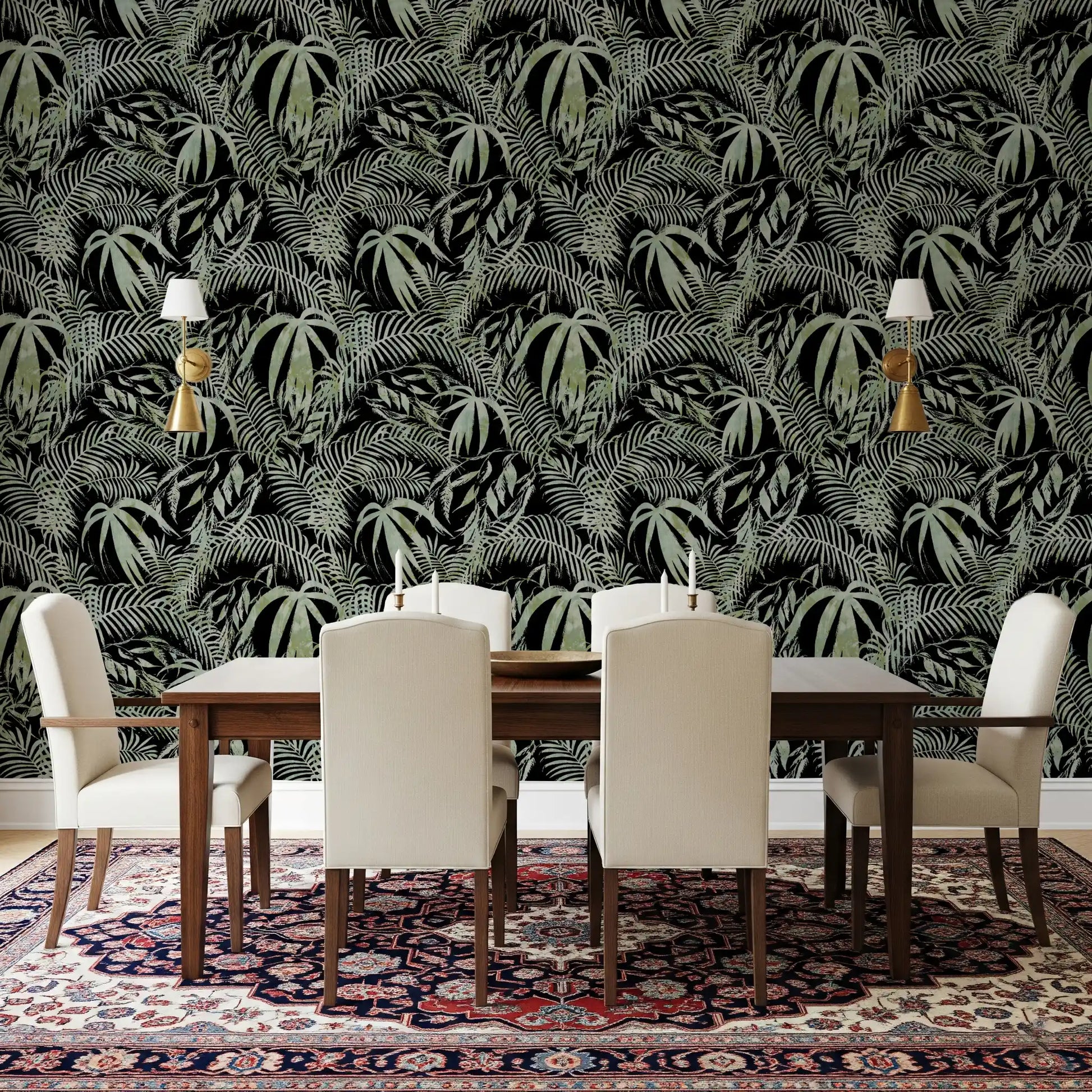 Verdant Jungle Brushstroke Art Wallpaper⁠