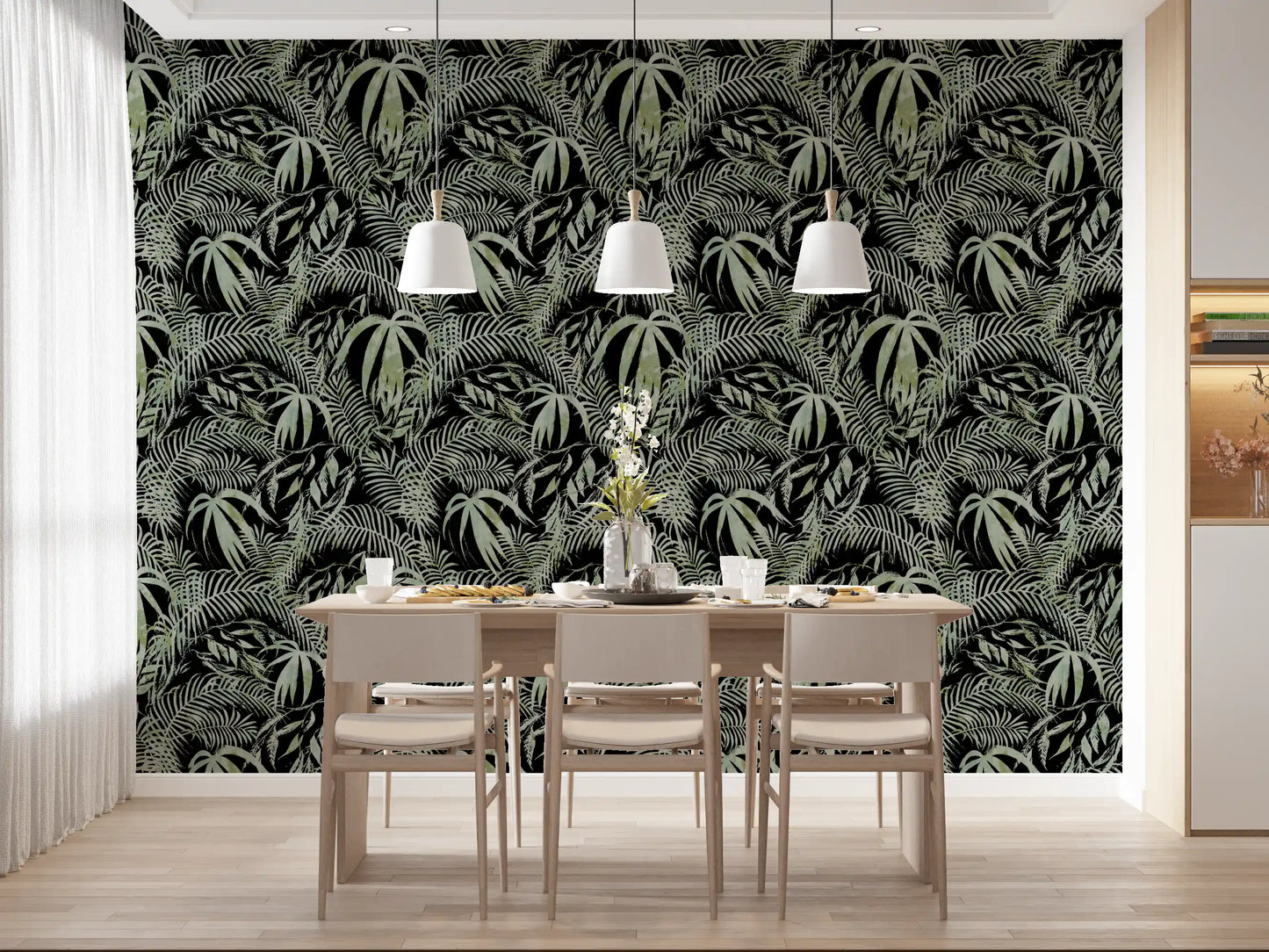 Verdant Jungle Brushstroke Art Wallpaper⁠