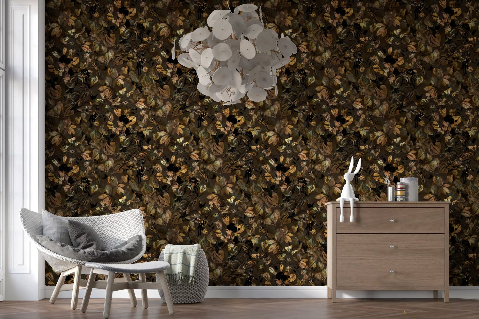 Midnight Botanical Foliage Wallpaper⁠