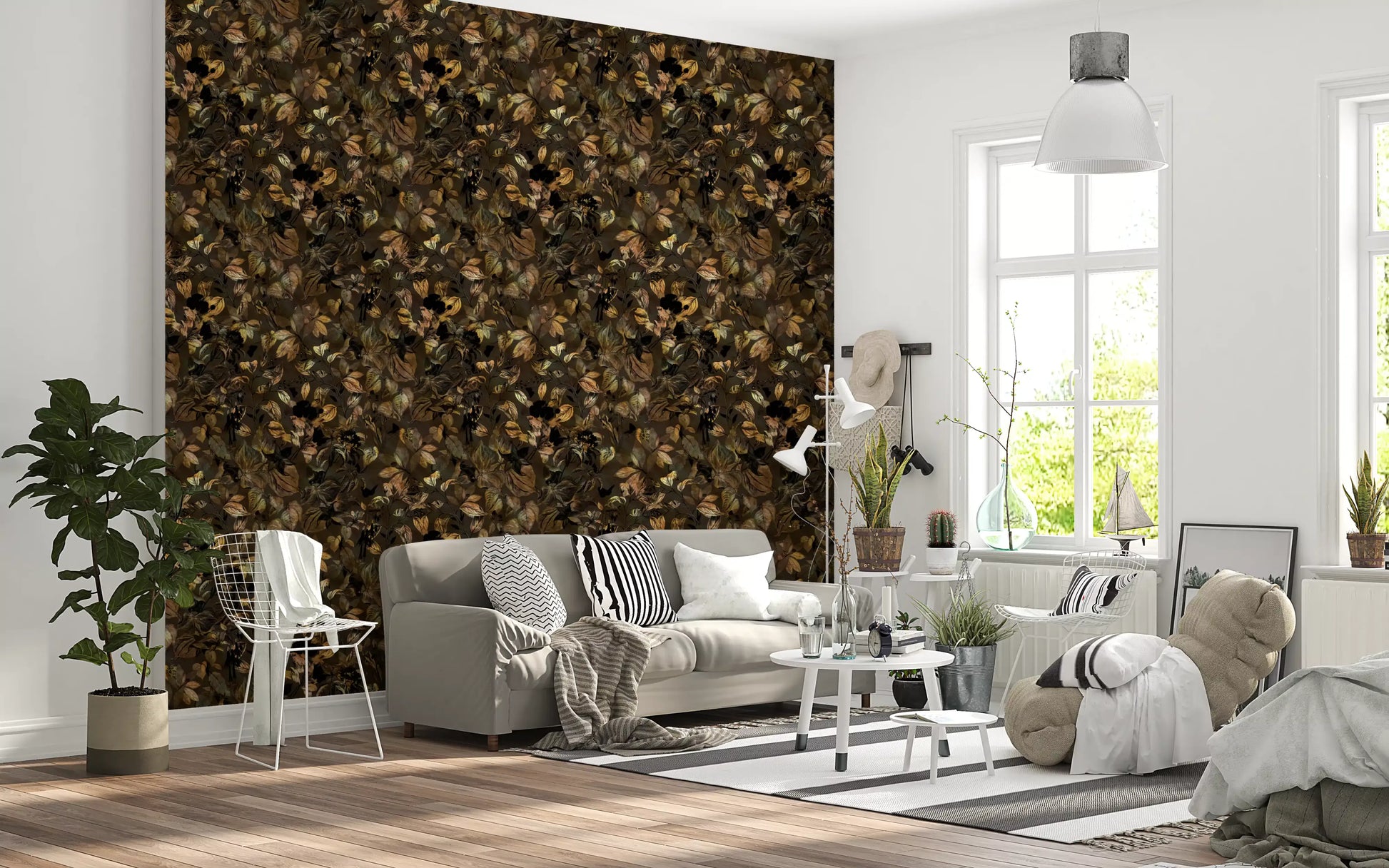 Midnight Botanical Foliage Wallpaper⁠