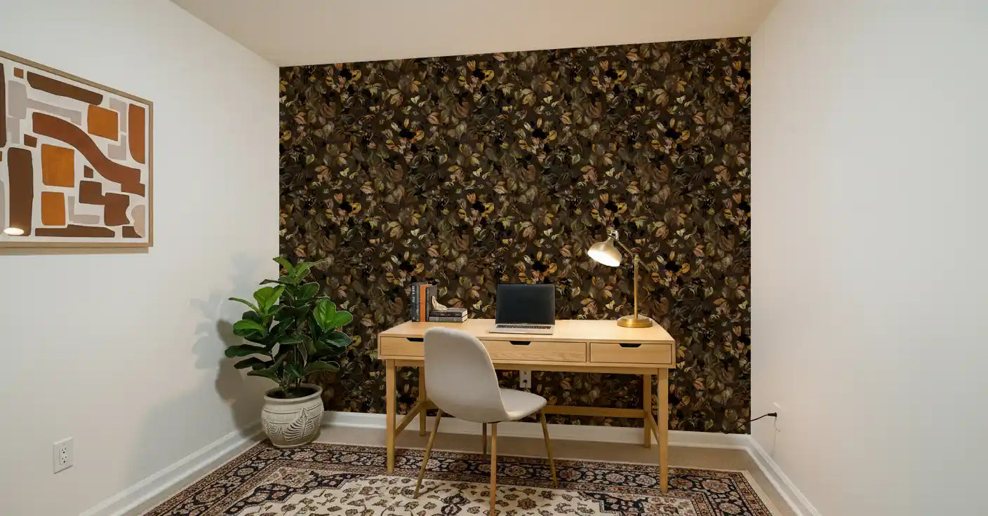 Midnight Botanical Foliage Wallpaper⁠