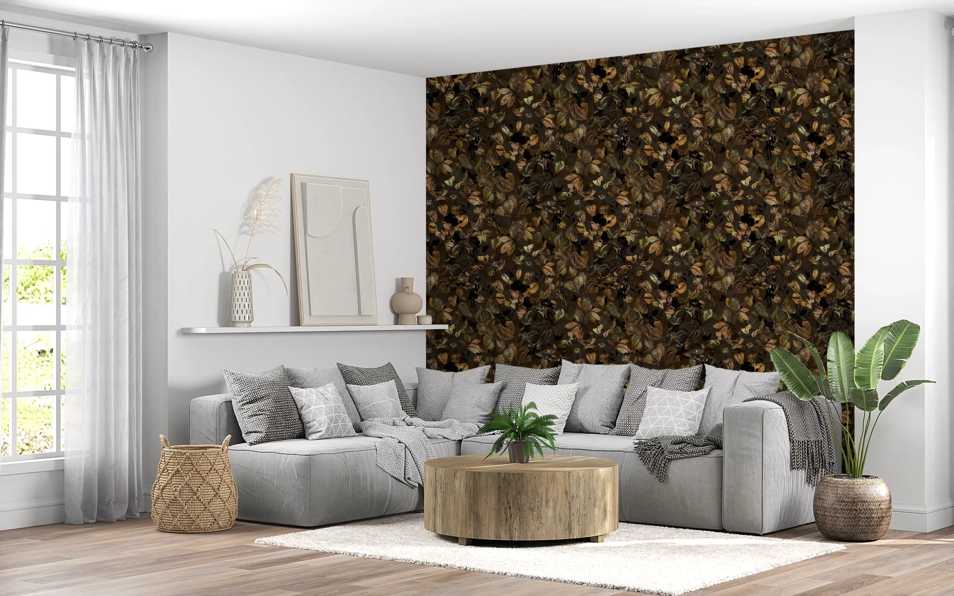 Midnight Botanical Foliage Wallpaper⁠