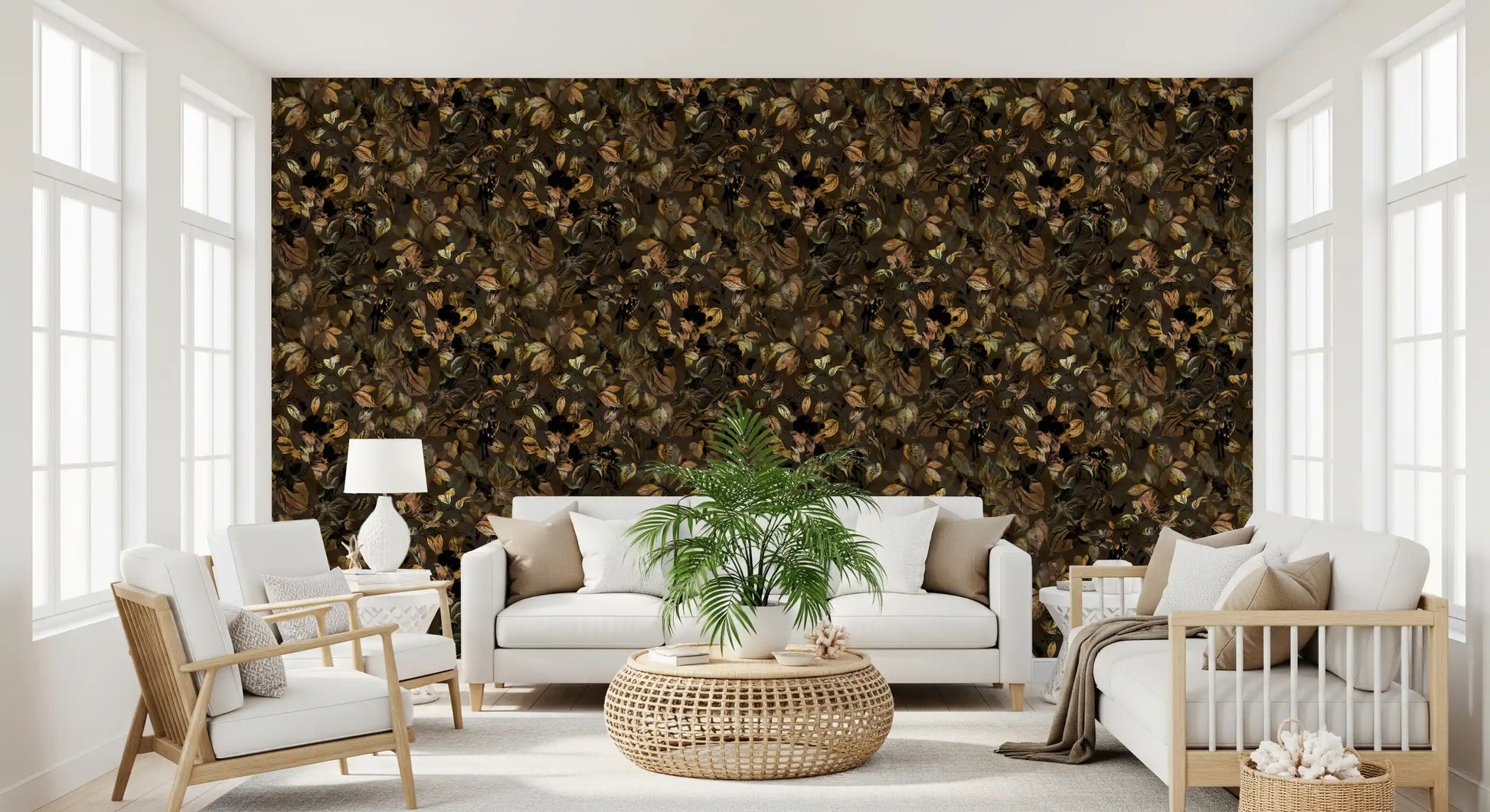 Midnight Botanical Foliage Wallpaper⁠