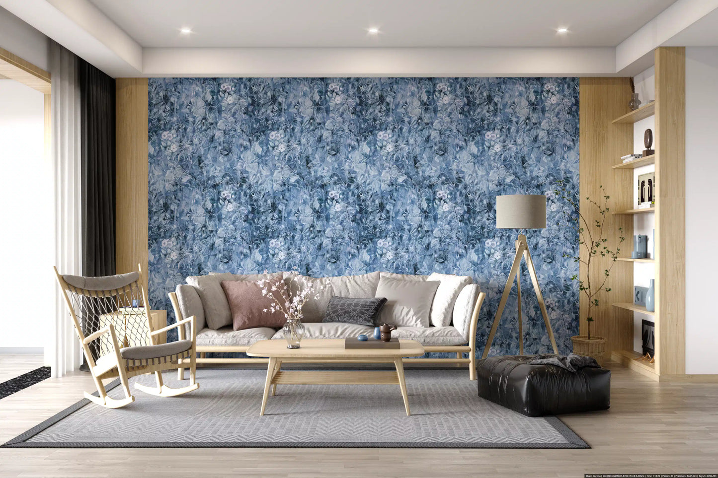 Indigo Botanical Brushstroke Wallpaper⁠