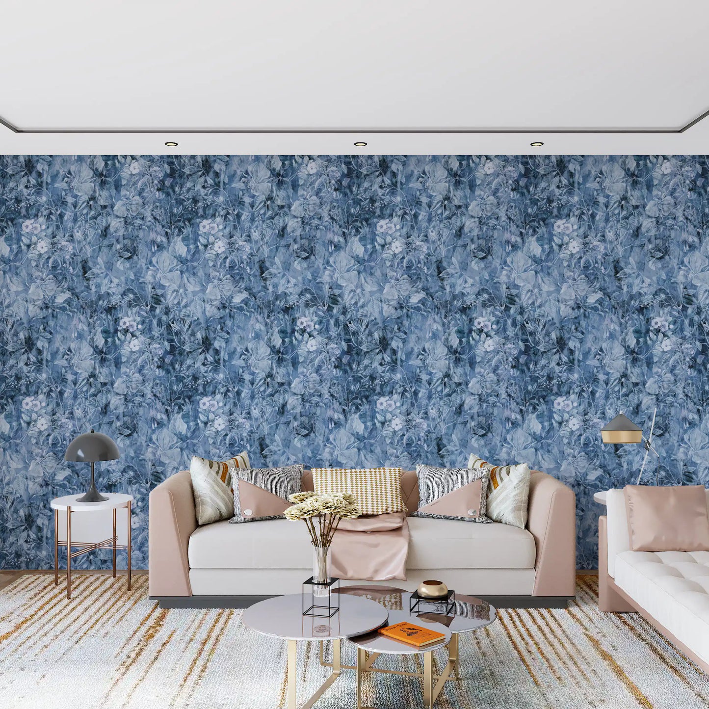 Indigo Botanical Brushstroke Wallpaper⁠