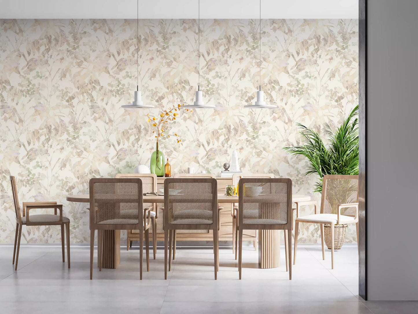 Muted Sage Garden Leaves Wallpaper⁠