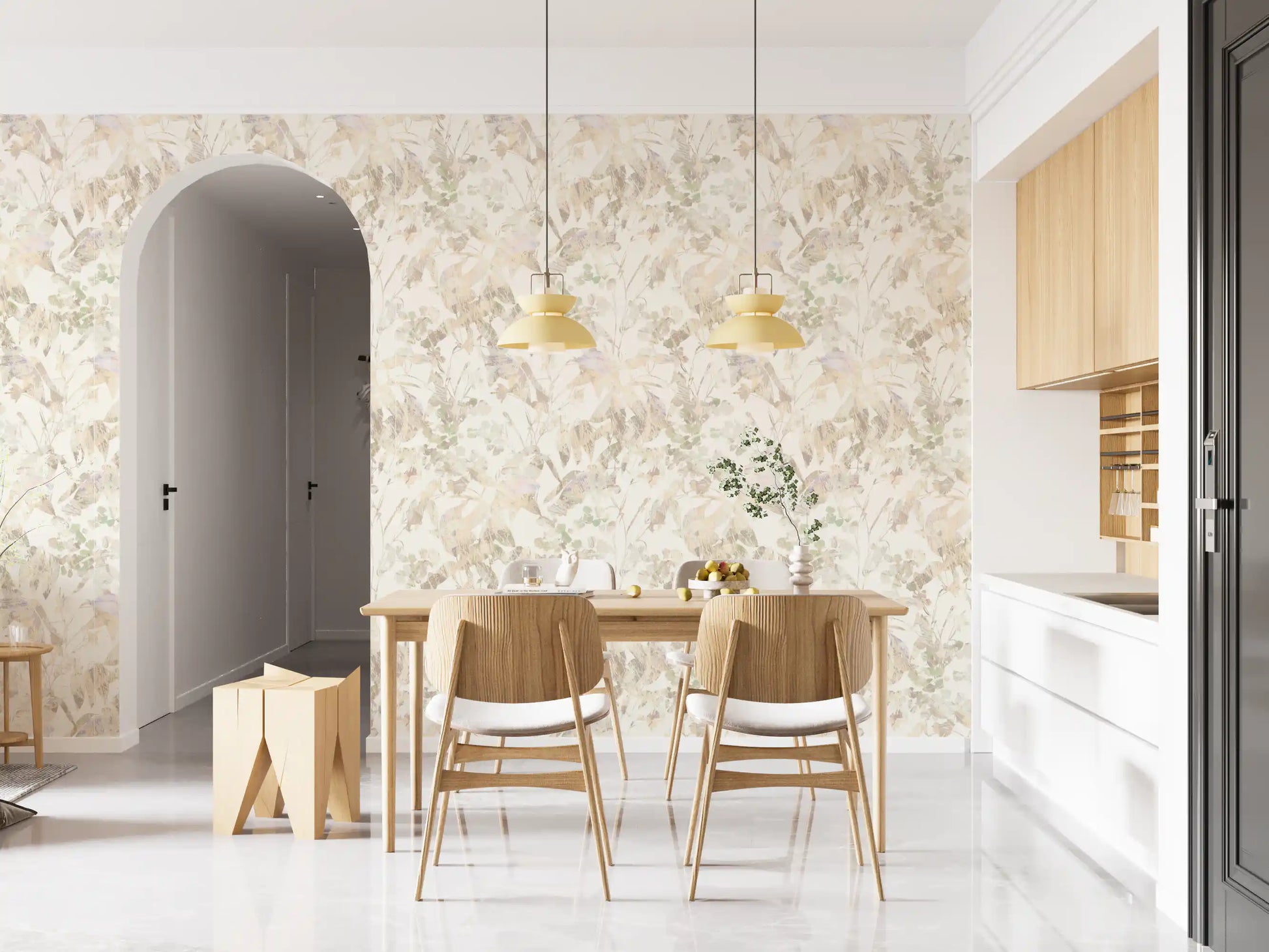 Muted Sage Garden Leaves Wallpaper⁠
