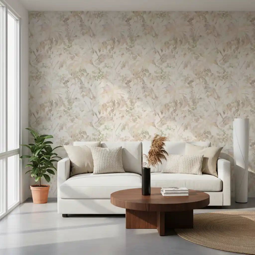 Muted Sage Garden Leaves Wallpaper⁠