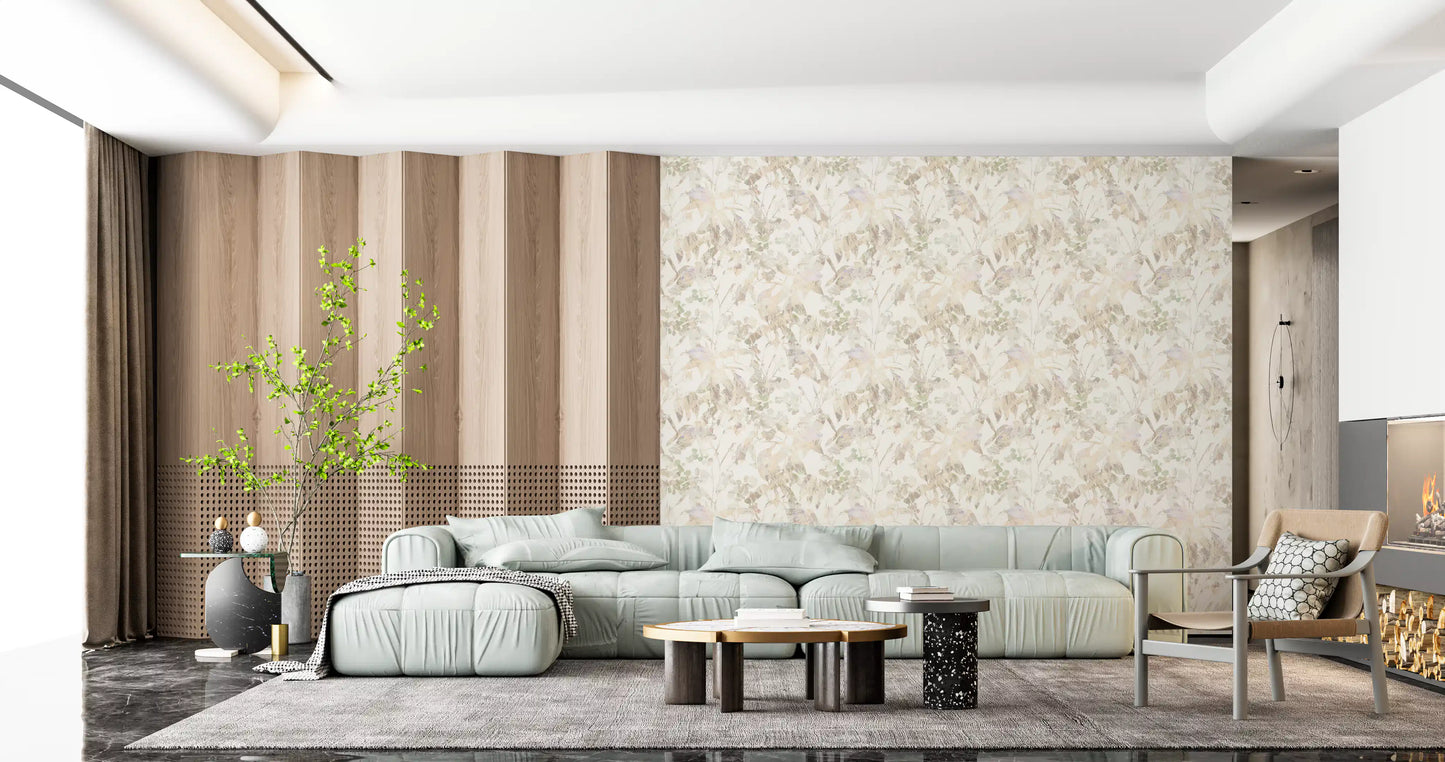 Muted Sage Garden Leaves Wallpaper⁠