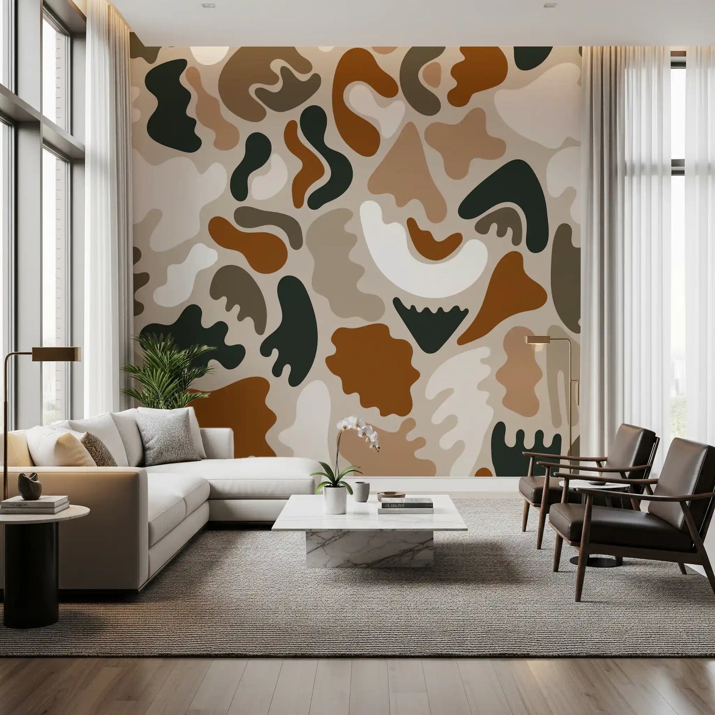 Abstract Organic Earthy Shapes Wall Mural