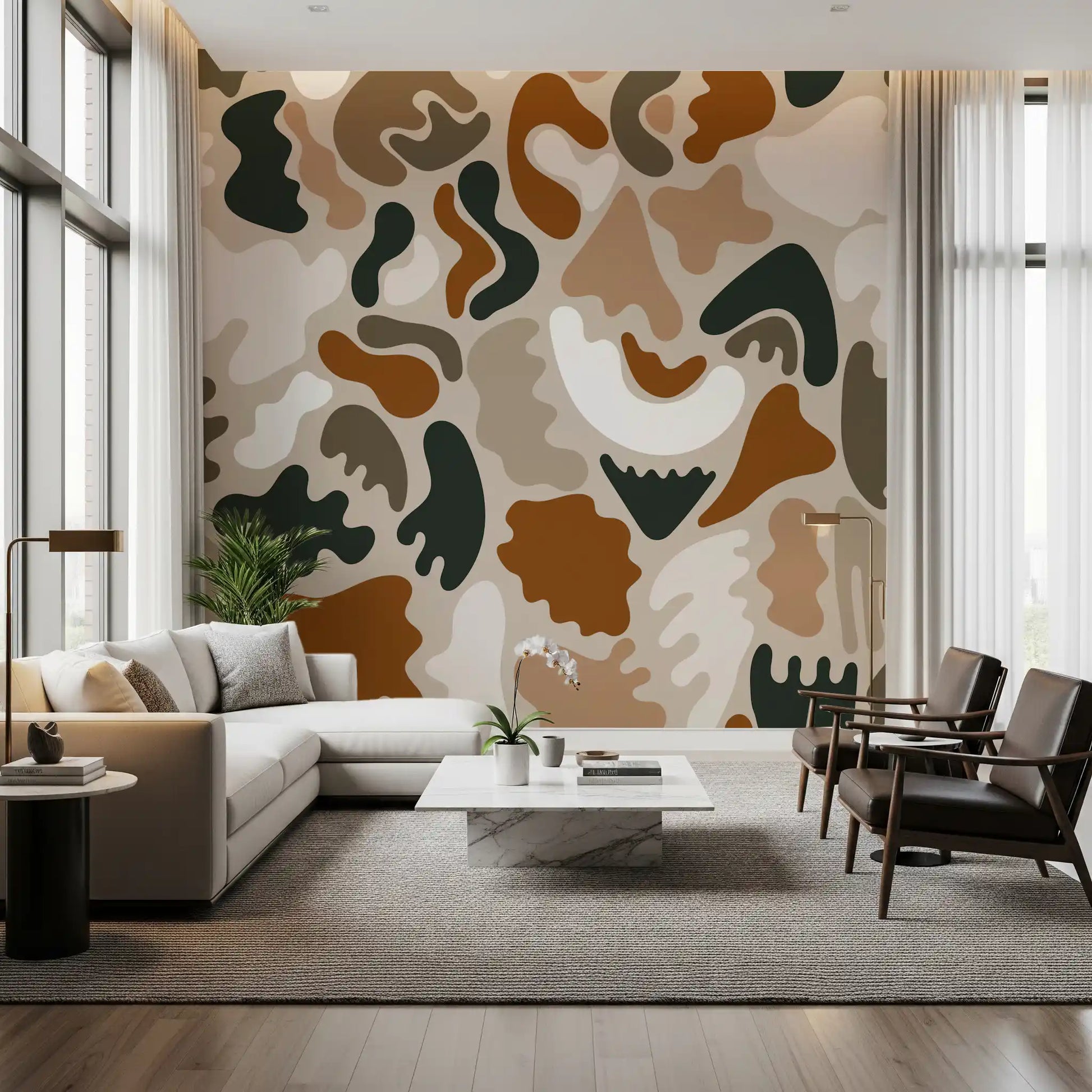 Abstract Organic Earthy Shapes Wall Mural