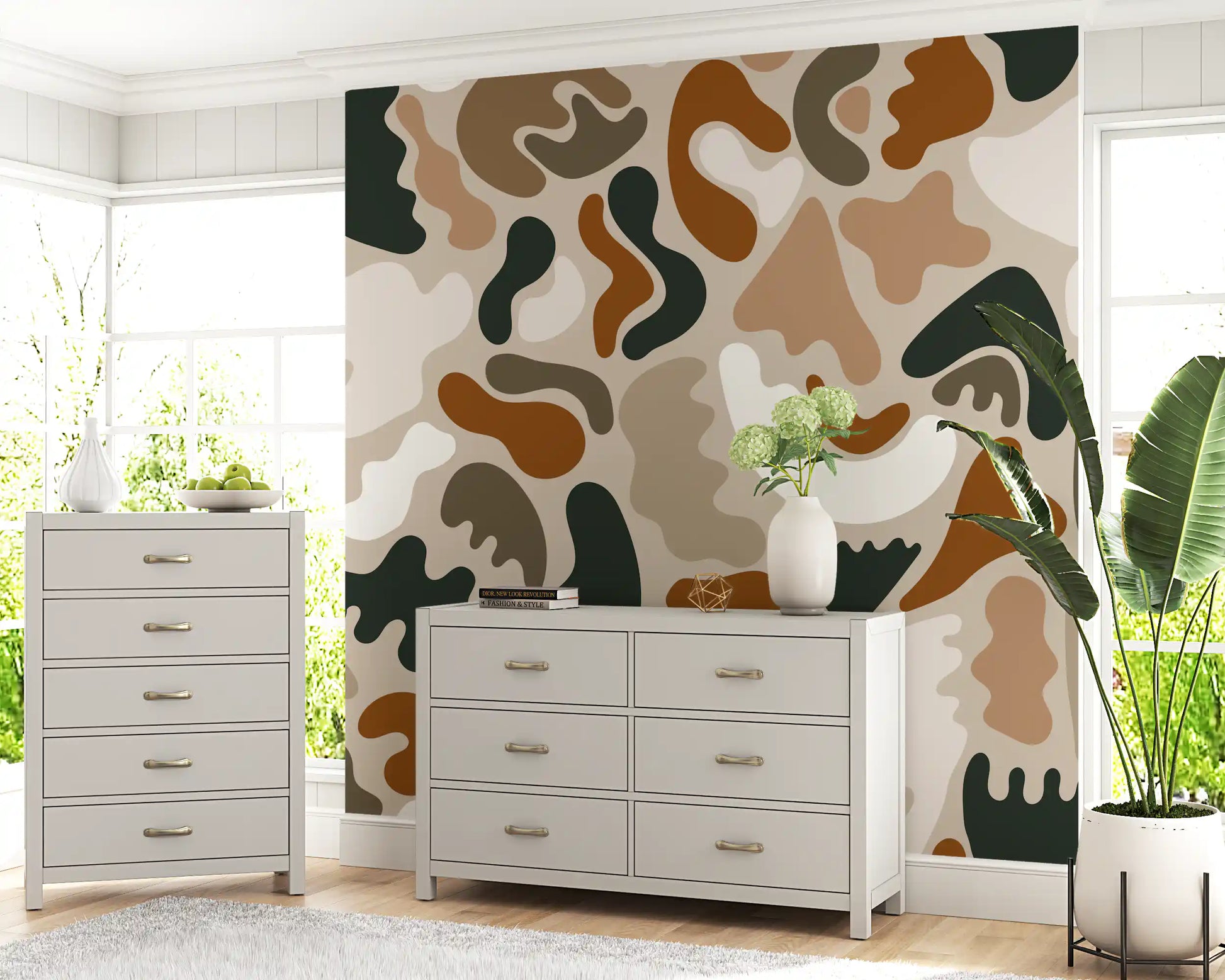 Abstract Organic Earthy Shapes Wall Mural