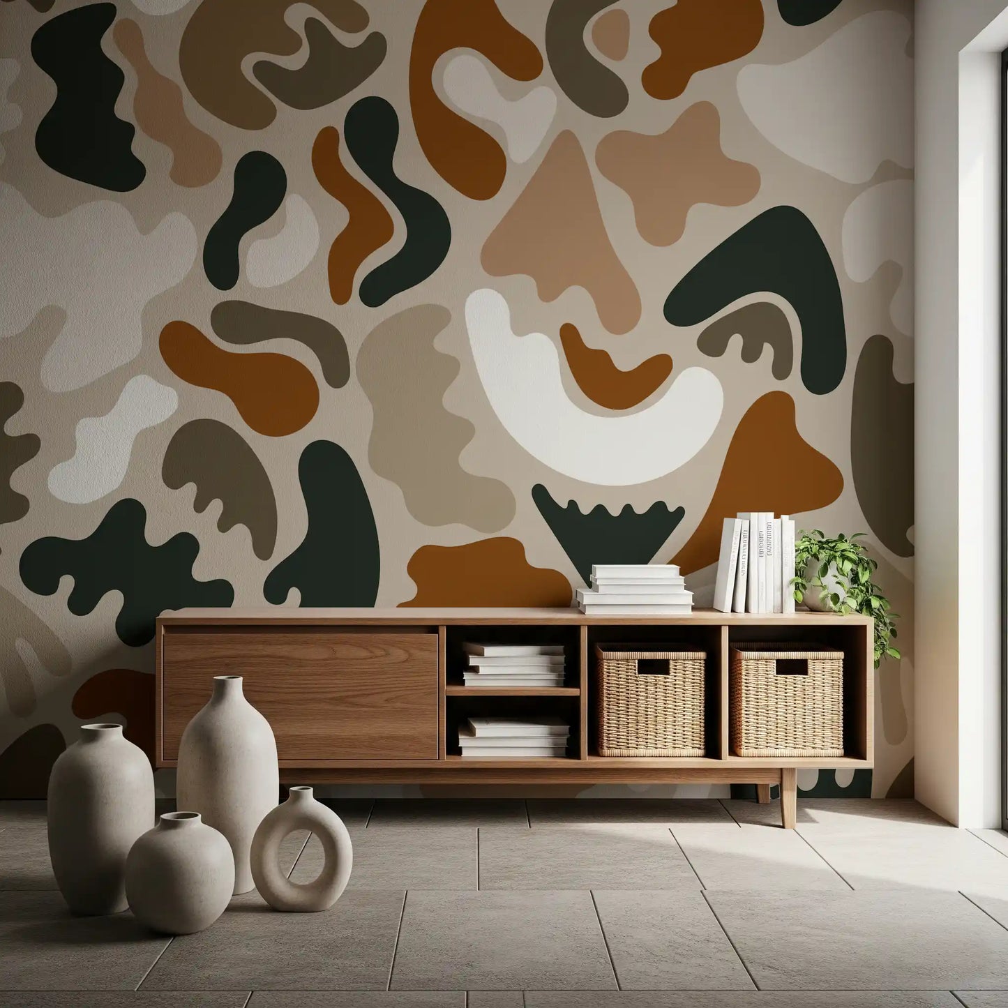Abstract Organic Earthy Shapes Wall Mural