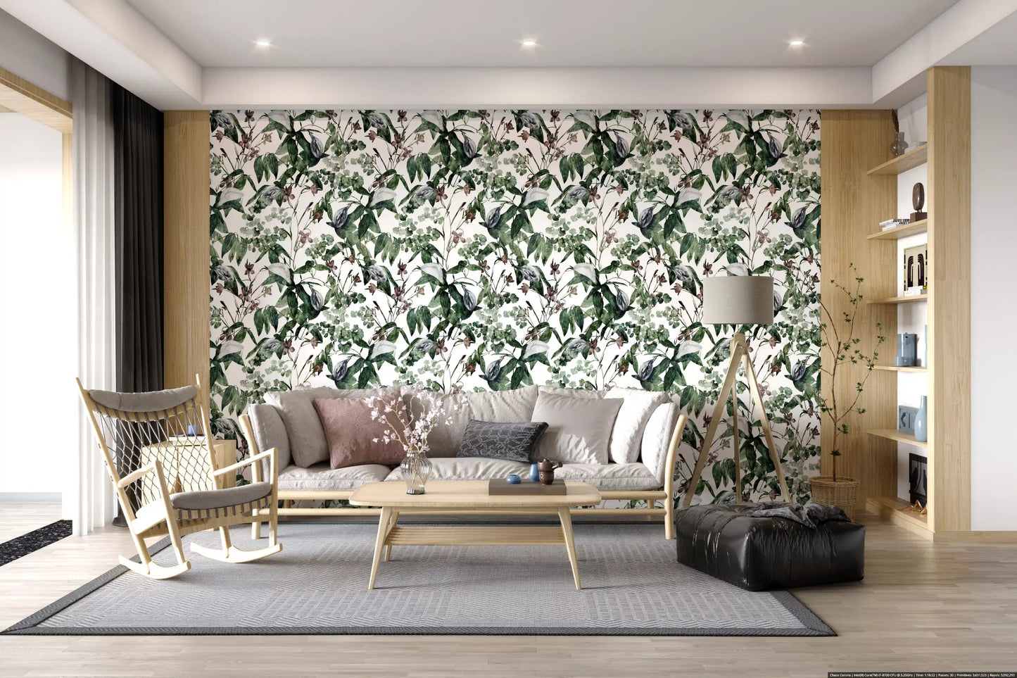 Serene Botanical Foliage Wallpaper⁠