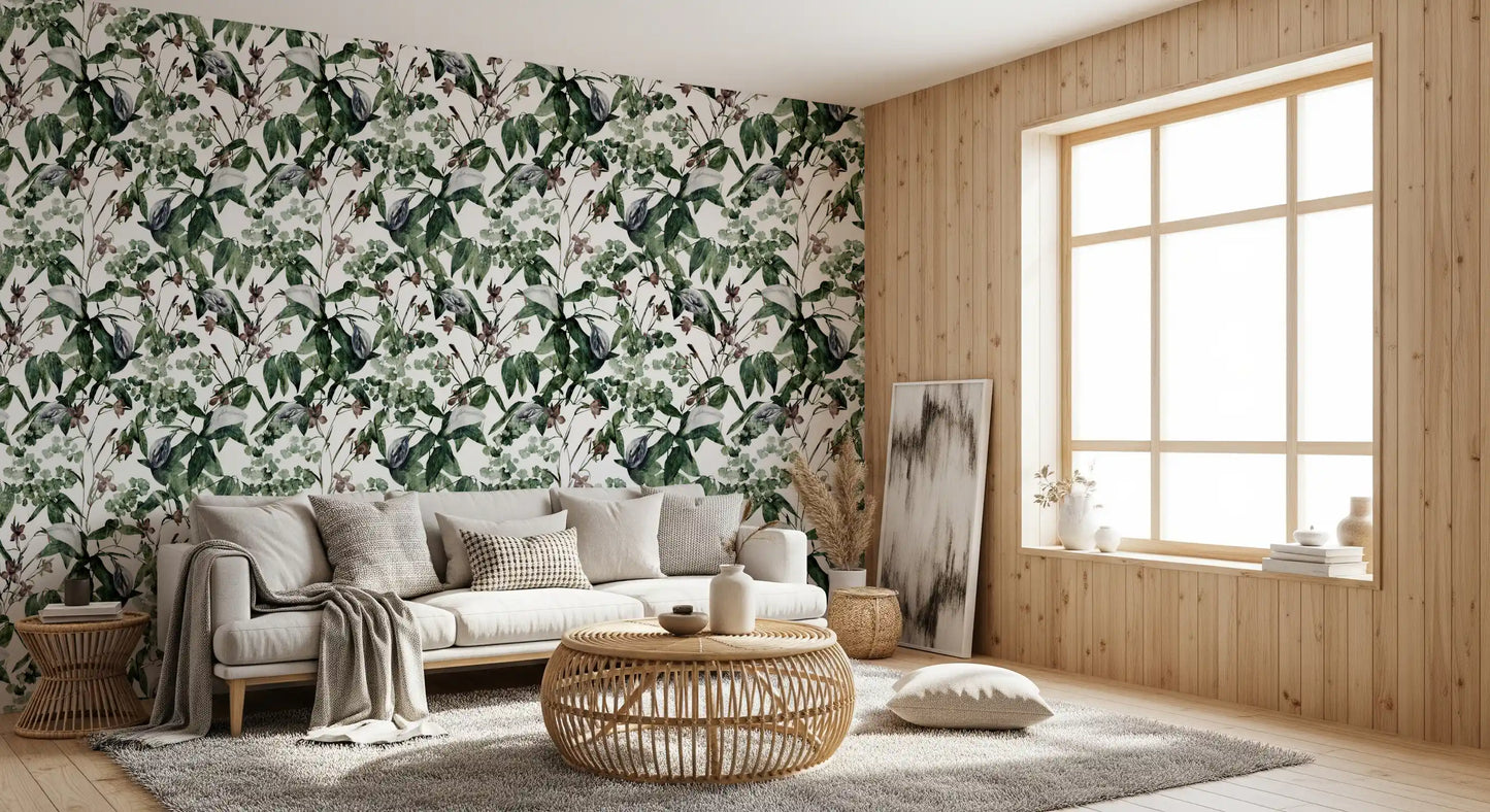 Serene Botanical Foliage Wallpaper⁠