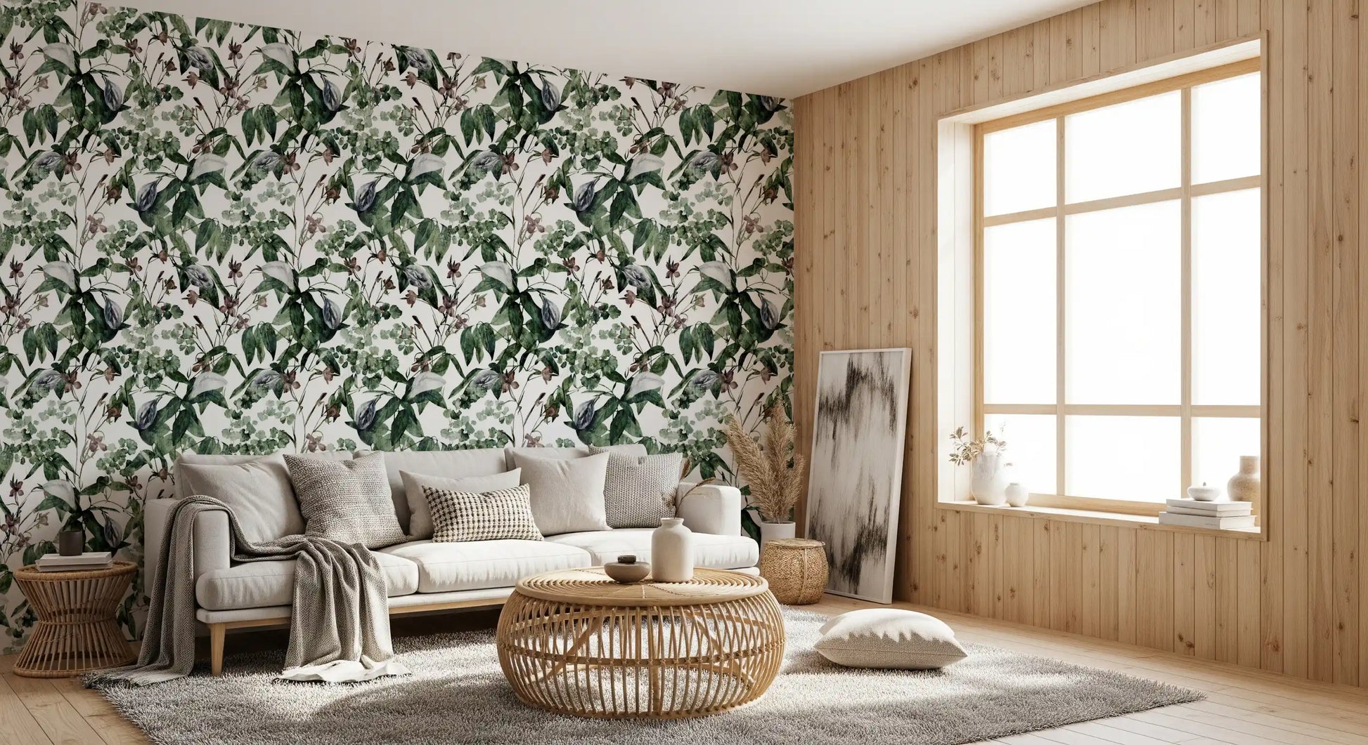 Serene Botanical Foliage Wallpaper⁠