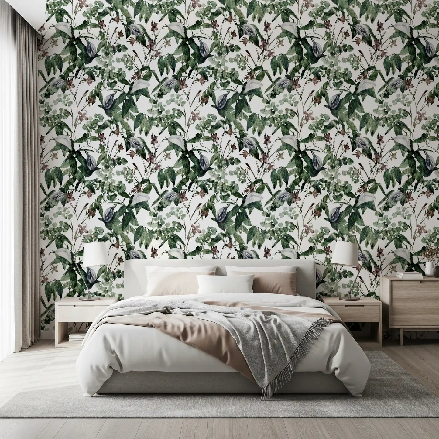 Serene Botanical Foliage Wallpaper⁠