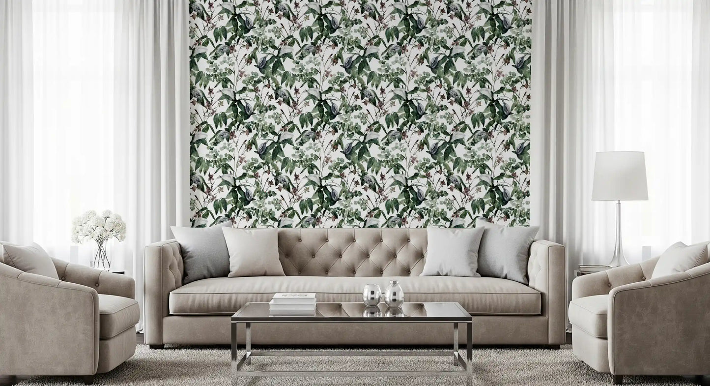 Serene Botanical Foliage Wallpaper⁠