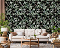Midnight Botanical Sketch Wallpaper⁠