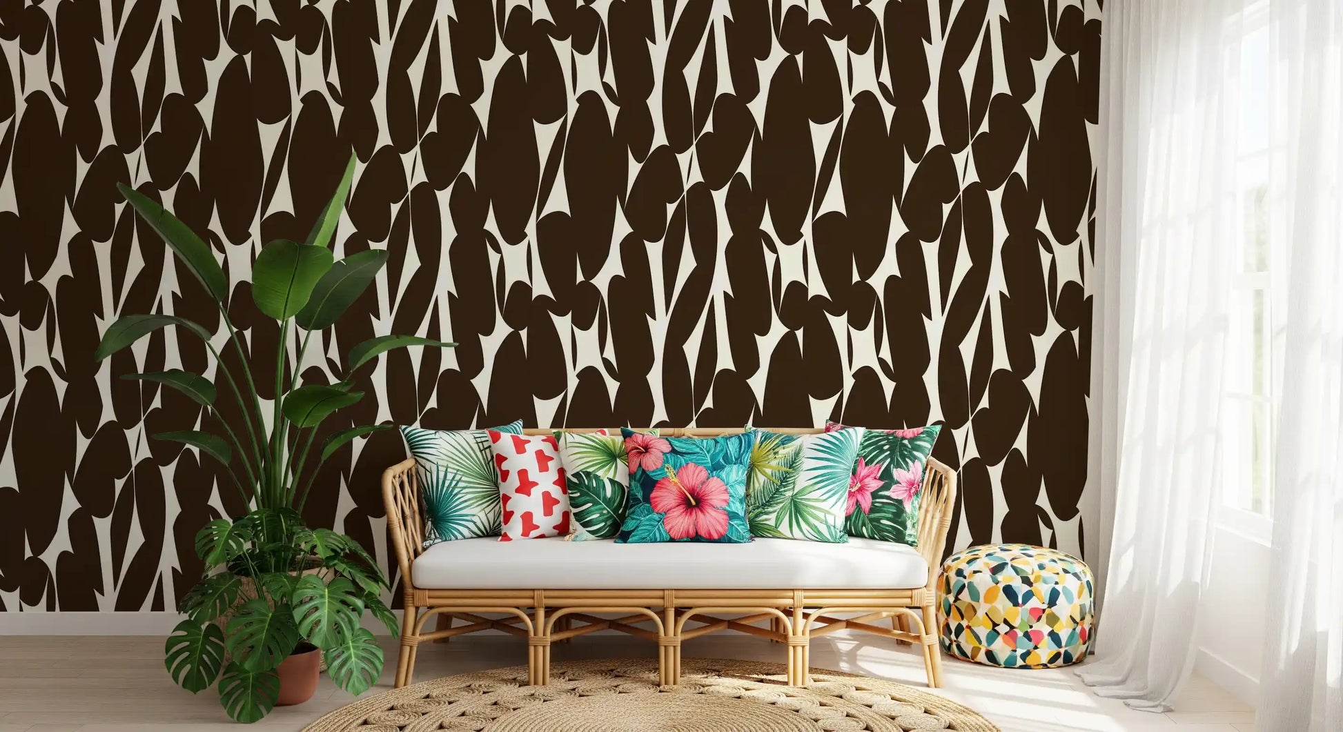 Abstract Organic Dark Brown Shapes Wallpaper⁠