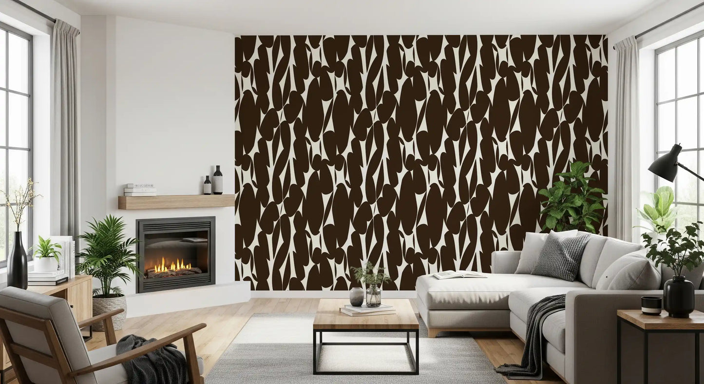 Abstract Organic Dark Brown Shapes Wallpaper⁠