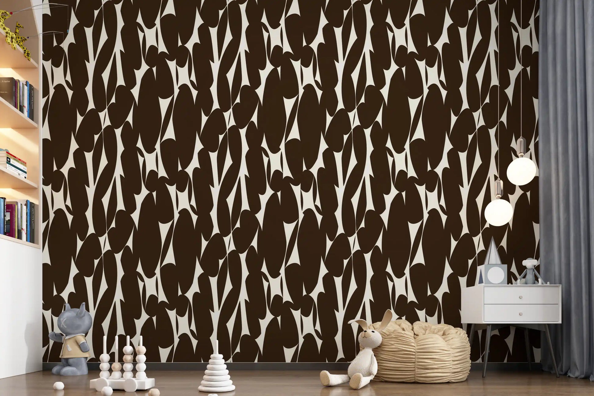 Abstract Organic Dark Brown Shapes Wallpaper⁠