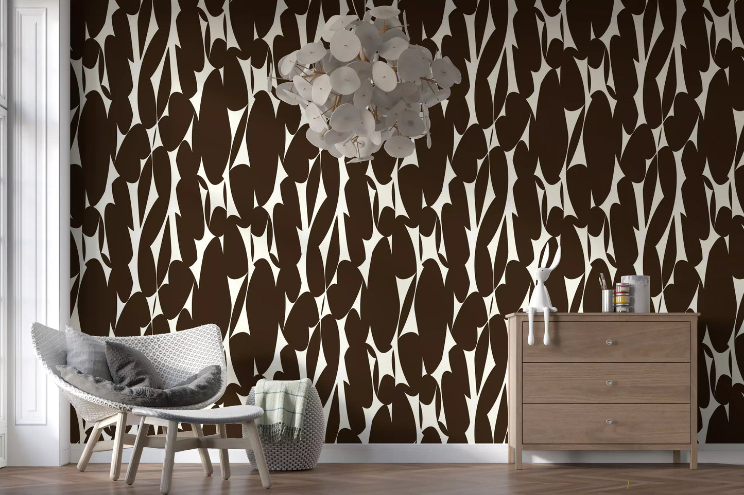 Abstract Organic Dark Brown Shapes Wallpaper⁠