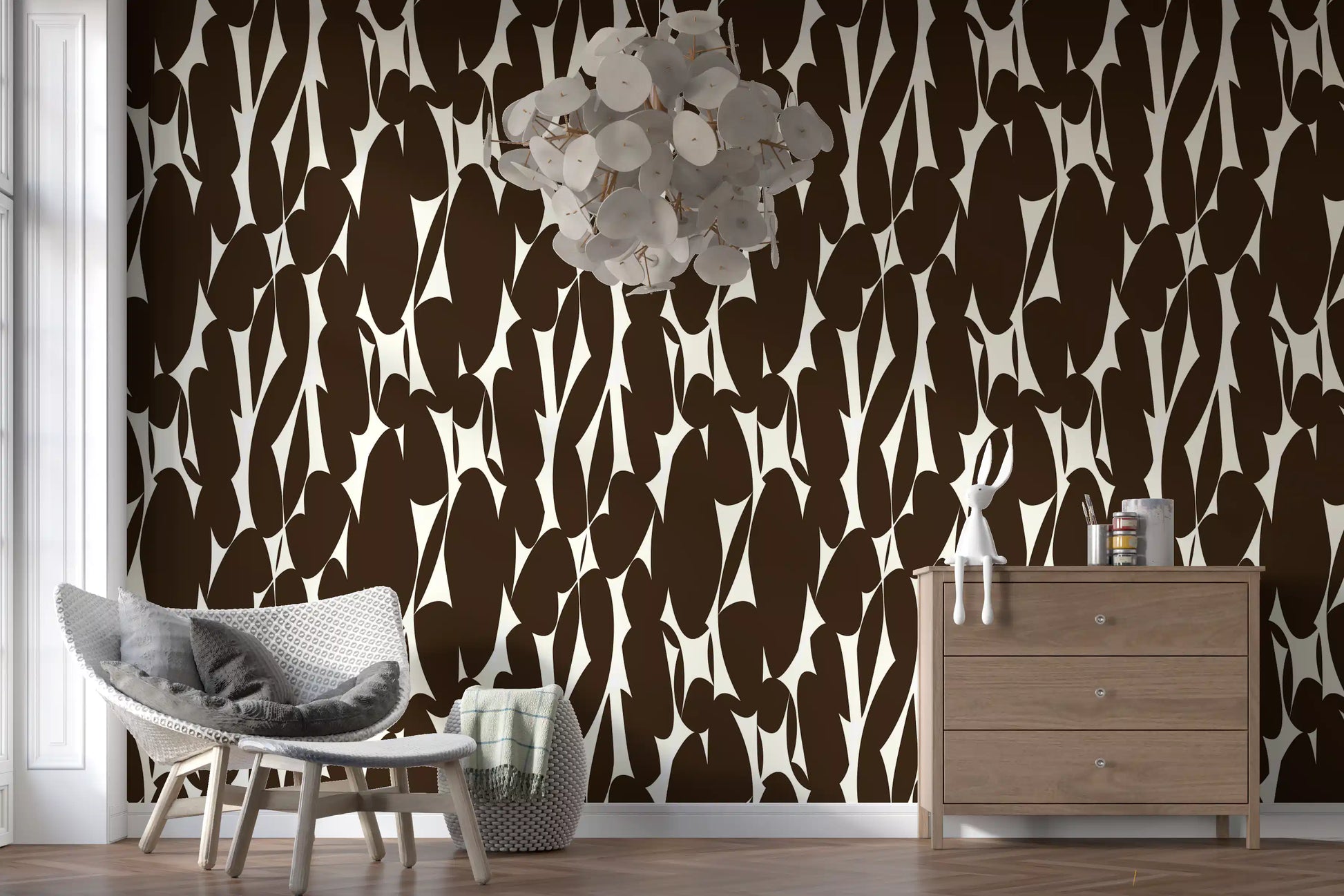 Abstract Organic Dark Brown Shapes Wallpaper⁠